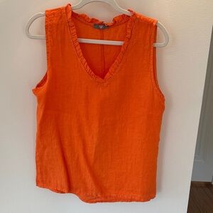 Miss Selfridge Bright Orange V‑Neck Ruffle Trim Sleeveless Camisole